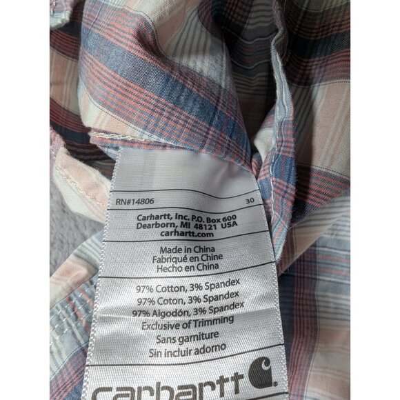Carhartt Button Up Blouse Womens Size Medium Plaid Outdoor Work Chore Rugged - Picture 3 of 8